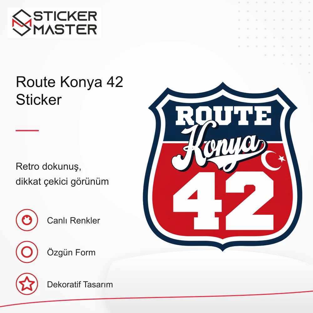 Vespa Uyumlu ROUP54 Route Konya 42 Sticker VSP1511 retro tasarım ve kullanım özellikleri - Sticker Master