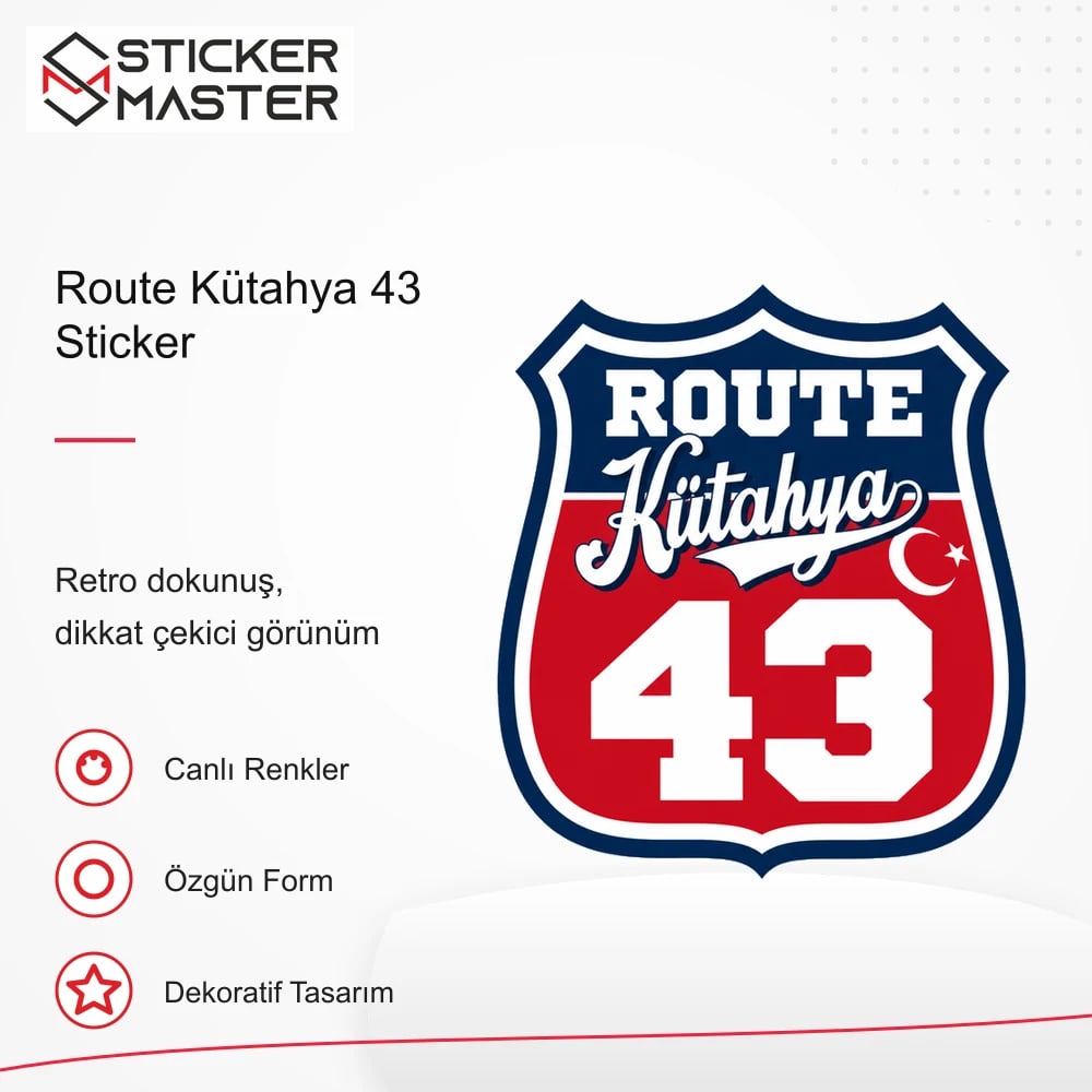 Vespa Uyumlu ROUP55 Route Kütahya 43 Sticker VSP1512 retro tasarım ve kullanım özellikleri - Sticker Master