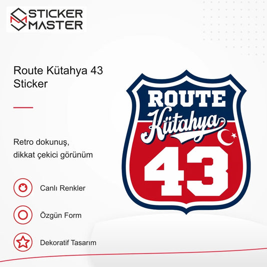 Vespa Uyumlu ROUP55 Route Kütahya 43 Sticker VSP1512 retro tasarım ve kullanım özellikleri - Sticker Master