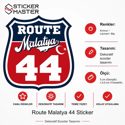 Vespa Uyumlu ROUP56 Route Malatya 44 Sticker VSP1513 ölçü, renk ve ürün bilgisi - 5 cm (Genişlik) x 5,5 cm (Yükseklik) - Sticker Master