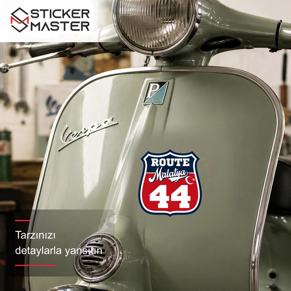 Vespa Uyumlu ROUP56 Route Malatya 44 Sticker VSP1513 scooter üzerinde uygulama örneği - Sticker Master