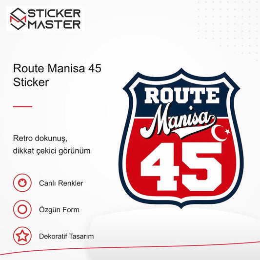 Vespa Uyumlu ROUP57 Route Manisa 45 Sticker VSP1514 retro tasarım ve kullanım özellikleri - Sticker Master