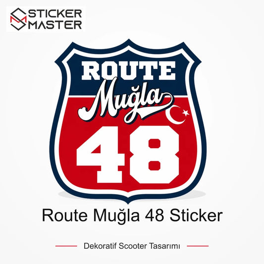 Vespa Uyumlu ROUP60 Route Muğla 48 Sticker VSP1517 ana ürün görseli - Sticker Master