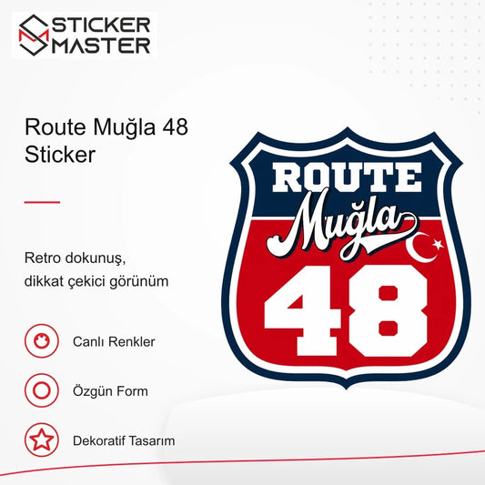 Vespa Uyumlu ROUP60 Route Muğla 48 Sticker VSP1517 retro tasarım ve kullanım özellikleri - Sticker Master