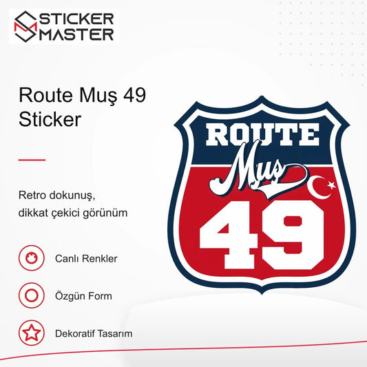 Vespa Uyumlu ROUP61 Route Muş 49 Sticker VSP1518 retro tasarım ve kullanım özellikleri - Sticker Master