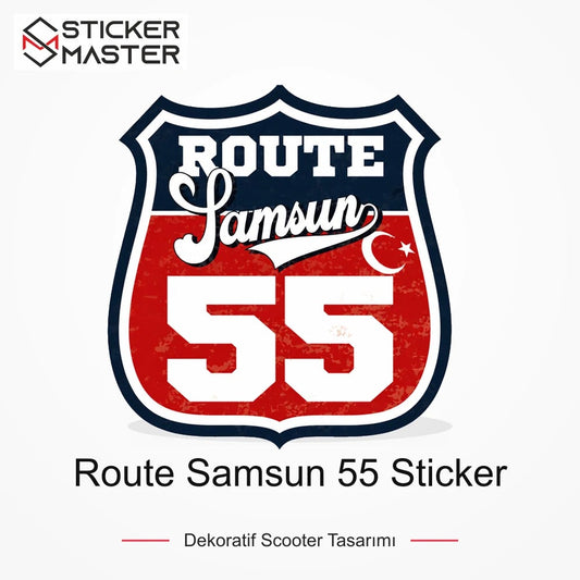Vespa Uyumlu ROUP67 Route Samsun 55 Sticker VSP1524 ana ürün görseli - Sticker Master