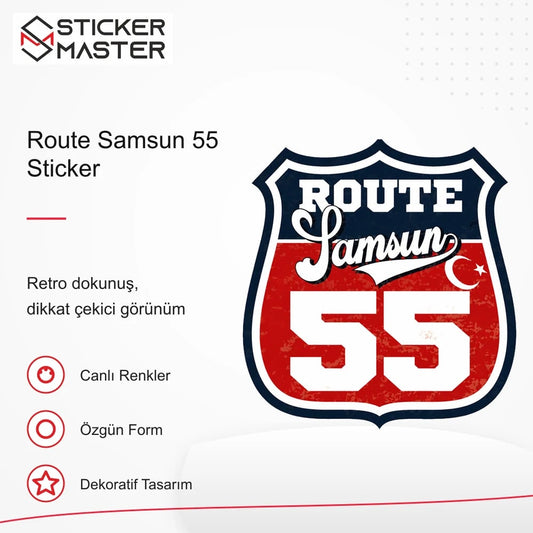 Vespa Uyumlu ROUP67 Route Samsun 55 Sticker VSP1524 retro tasarım ve kullanım özellikleri - Sticker Master