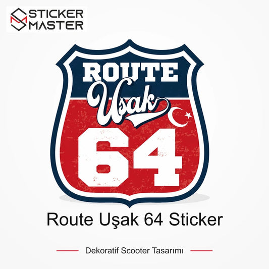 Vespa Uyumlu ROUP76 Route Uşak 64 Sticker VSP1533 ana ürün görseli - Sticker Master