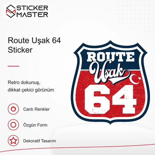 Vespa Uyumlu ROUP76 Route Uşak 64 Sticker VSP1533 retro tasarım ve kullanım özellikleri - Sticker Master
