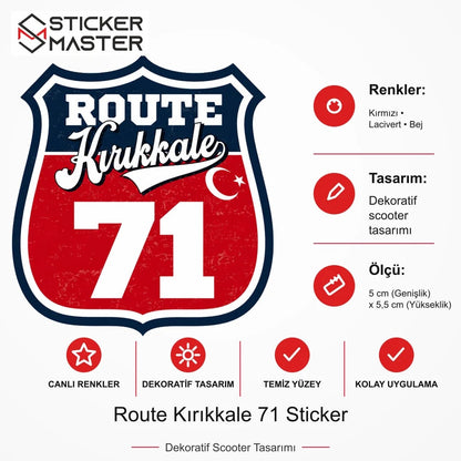 Vespa Uyumlu ROUP83 Route Kırıkkale 71 Sticker VSP1540 ölçü, renk ve ürün bilgisi - 5 cm (Genişlik) x 5,5 cm (Yükseklik) - Sticker Master