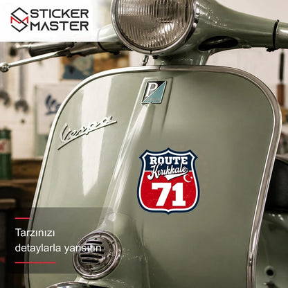 Vespa Uyumlu ROUP83 Route Kırıkkale 71 Sticker VSP1540 scooter üzerinde uygulama örneği - Sticker Master