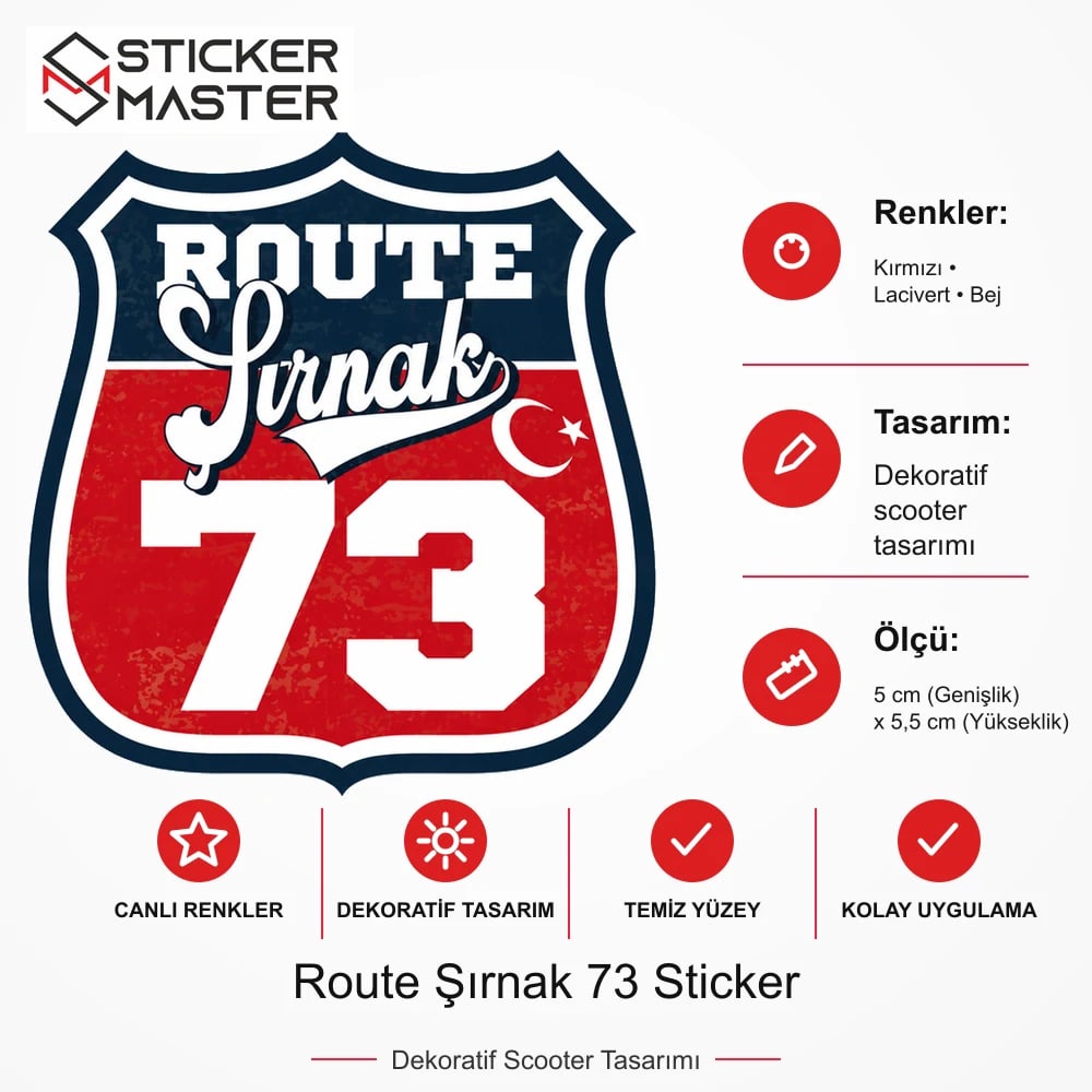 Vespa Uyumlu ROUP85 Route Şırnak 73 Sticker VSP1542 ölçü, renk ve ürün bilgisi - 5 cm (Genişlik) x 5,5 cm (Yükseklik) - Sticker Master