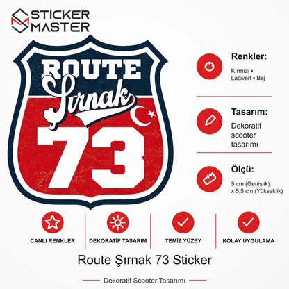 Vespa Uyumlu ROUP85 Route Şırnak 73 Sticker VSP1542 ölçü, renk ve ürün bilgisi - 5 cm (Genişlik) x 5,5 cm (Yükseklik) - Sticker Master