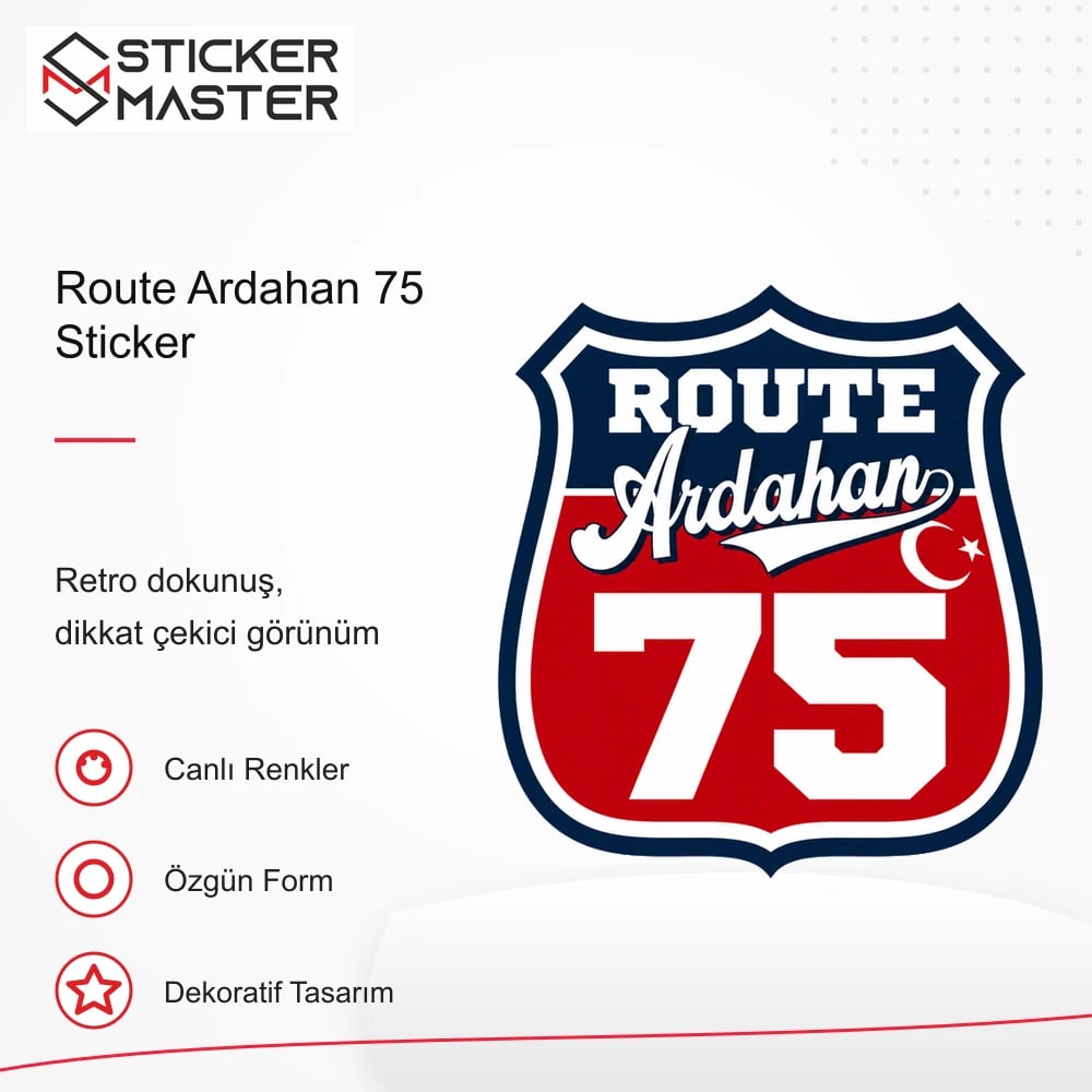 Vespa Uyumlu ROUP87 Route Ardahan 75 Sticker VSP1544 retro tasarım ve kullanım özellikleri - Sticker Master