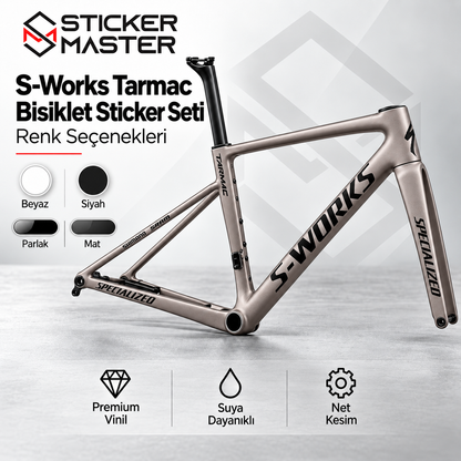 Specialized S-Works Tarmac uyumlu bisiklet sticker seti renk seçenekleri