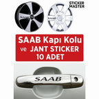 Sticker Master Saab Kapı Kolu ve Jant Sticker Seti - 10 Adet Oto Araç Etiketi