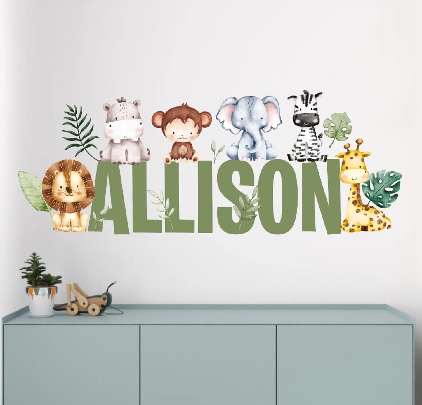 Kişiye Özel İsimli Safari Hayvanları Duvar Stickerı
