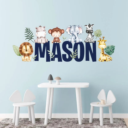 Kişiye Özel İsimli Safari Hayvanları Duvar Stickerı