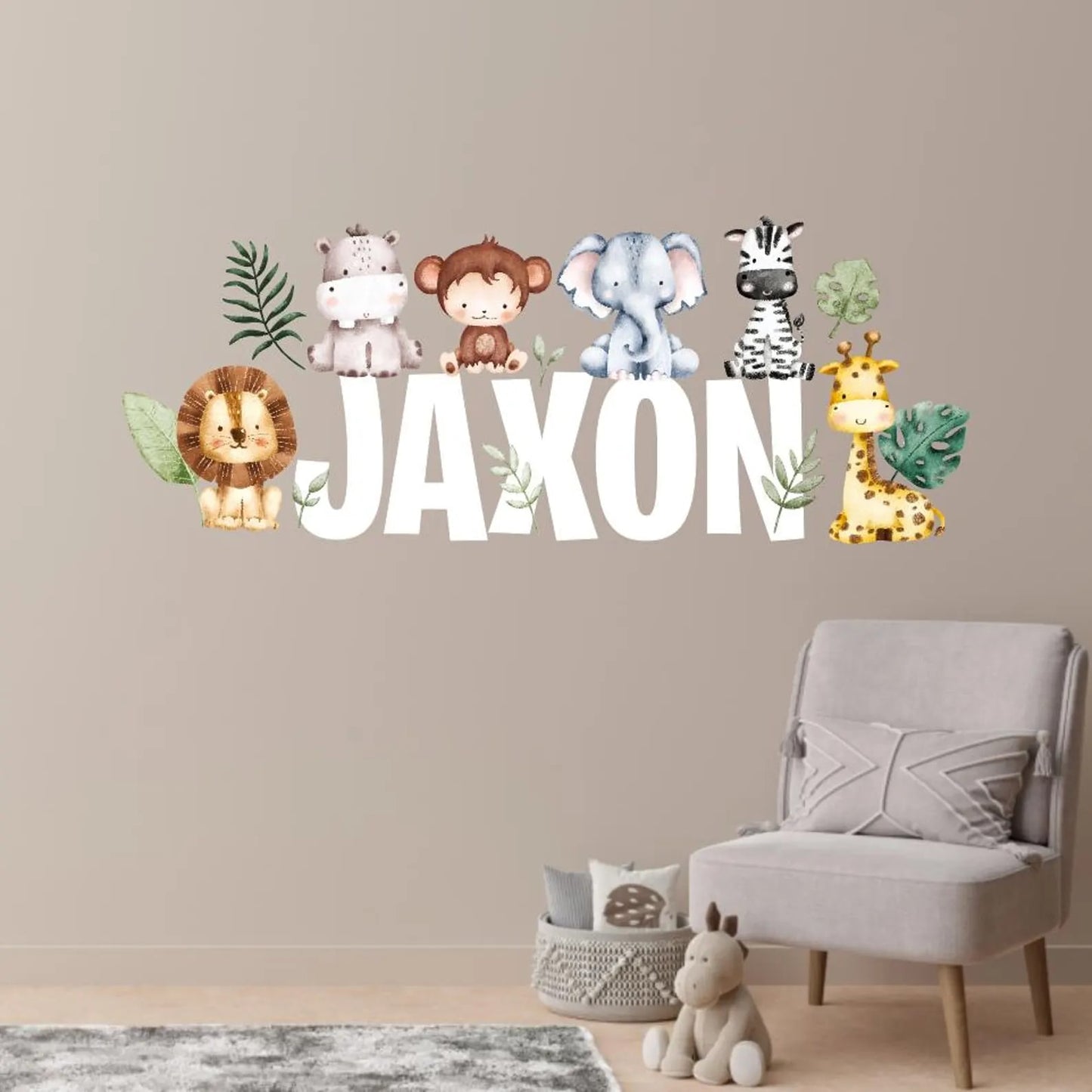 Kişiye Özel İsimli Safari Hayvanları Duvar Stickerı