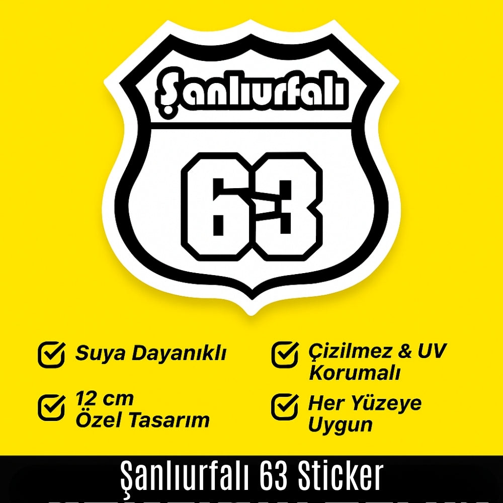 Sticker Master Şanlıurfalı 63 Sticker – Araba, Laptop, Kask, Motor İçin Dayanıklı Etiket 12 Cm
