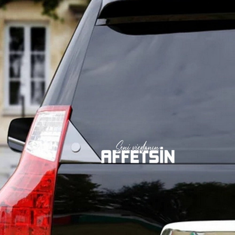 Sticker Master Seni Vicdanın Affetsin Sticker – 20 × 6 cm Beyaz Vinil | Araç, Kask, Laptop Uyumlu