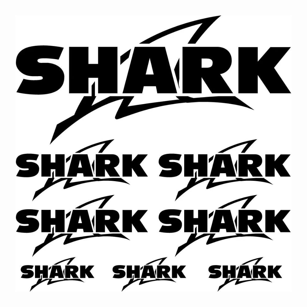 Sticker Master SHARK Sponsor Sticker Seti – 9 Parça Siyah Logo Etiket