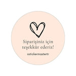 Sticker Master Şirketler Için Teşekkür Ederiz Kalp Sticker Etiket Paketleme Kutu Zarf 4 X 4 Cm 50Lı Sticker Master