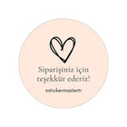 Teşekkür Ederiz Sticker Etiket Kalpli Paketleme Çıkartması 50 Adet | Sticker Master