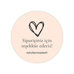 Sticker Master Şirketler Için Teşekkür Ederiz Kalp Sticker Etiket Paketleme Kutu Zarf 4 X 4 Cm 50Lı