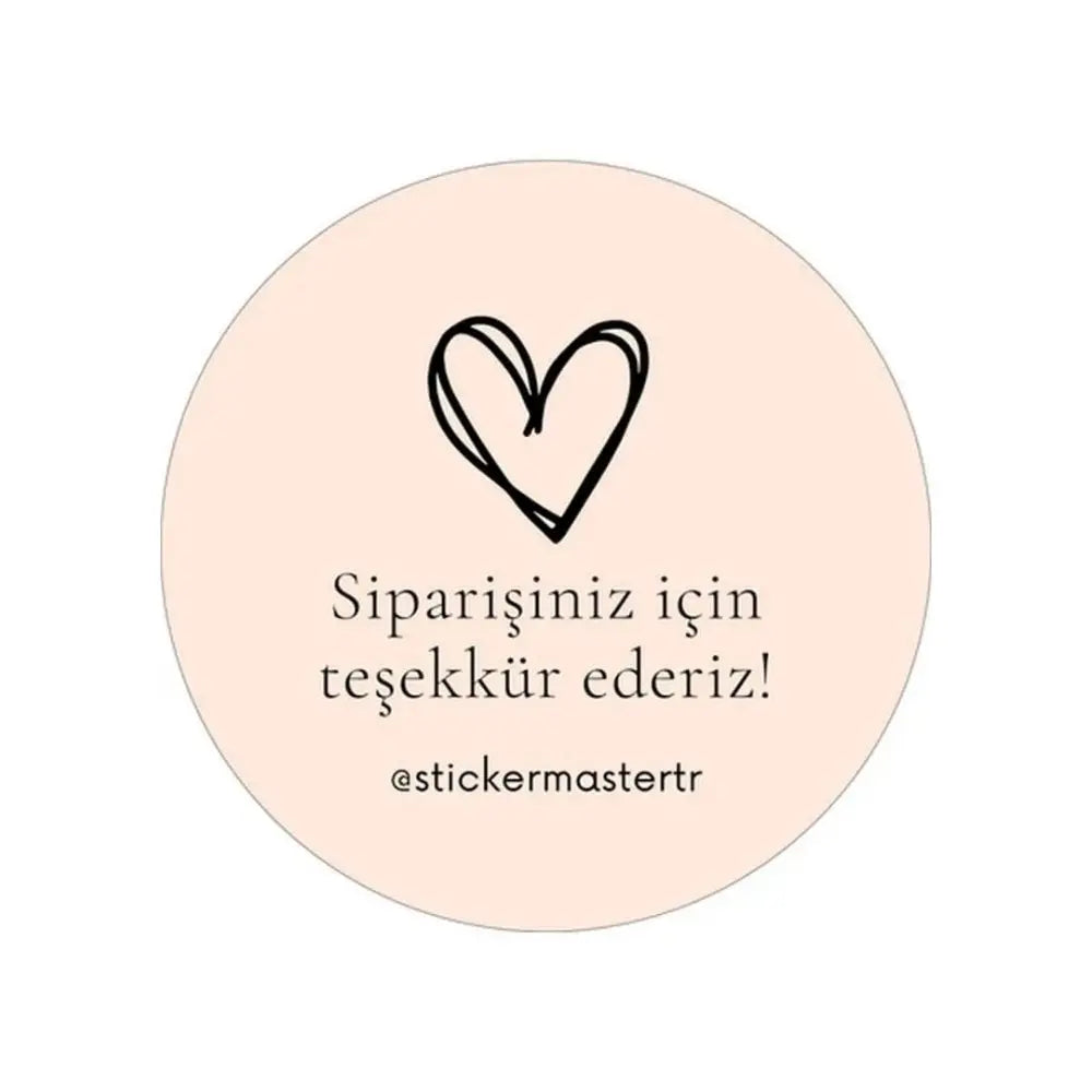 Sticker Master Şirketler Için Teşekkür Ederiz Kalp Sticker Etiket Paketleme Kutu Zarf 4 X 4 Cm 50Lı Sticker Master