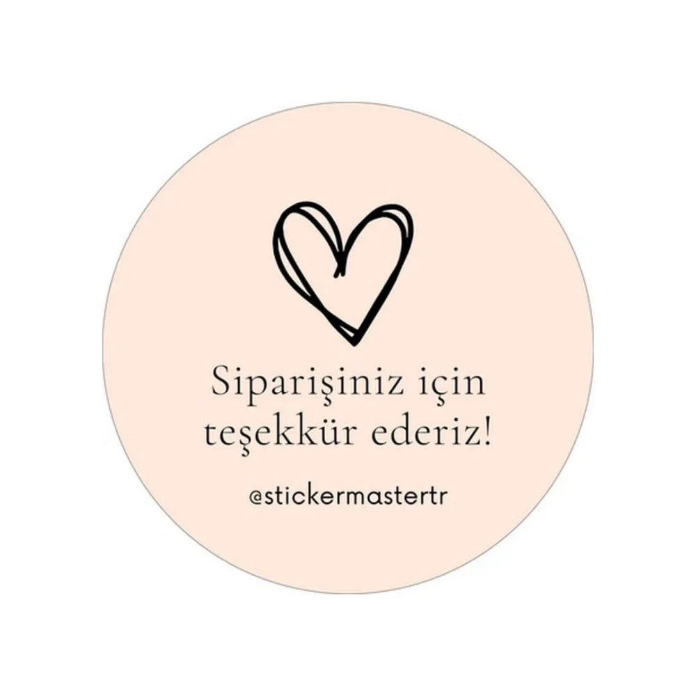 Sticker Master Şirketler Için Teşekkür Ederiz Kalp Sticker Etiket Paketleme Kutu Zarf 4 X 4 Cm 50Lı
