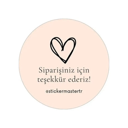 Sticker Master Şirketler Için Teşekkür Ederiz Kalp Sticker Etiket Paketleme Kutu Zarf 4 X 4 Cm 50Lı Sticker Master