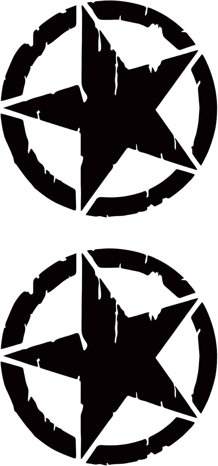 Sticker Master Askeri Yıldız Sticker (2 Adet - 10 Cm) - Oto, Araba, Motor, PC, Playstation, Xbox İçin Dayanıklı Vinil Decal Etiket