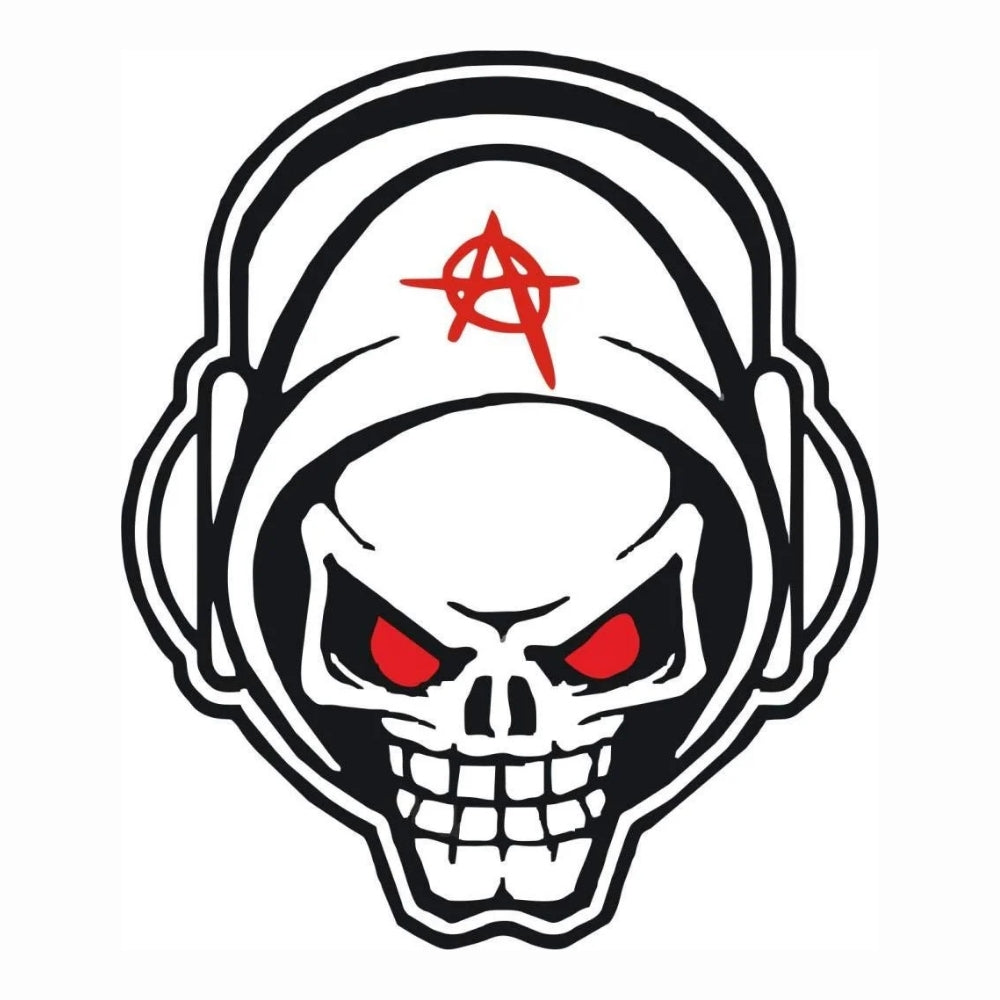 Sticker Master Skull Anarchy Sticker - Motor, Laptop, Kask, Araba Camı İçin Asi Tasarım Etiket - 15 Cm