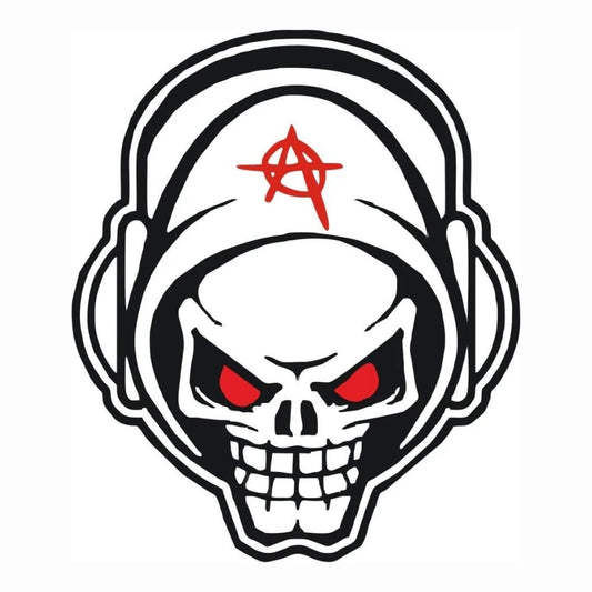 Sticker Master Skull Anarchy Sticker - Motor, Laptop, Kask, Araba Camı İçin Asi Tasarım Etiket - 15 Cm