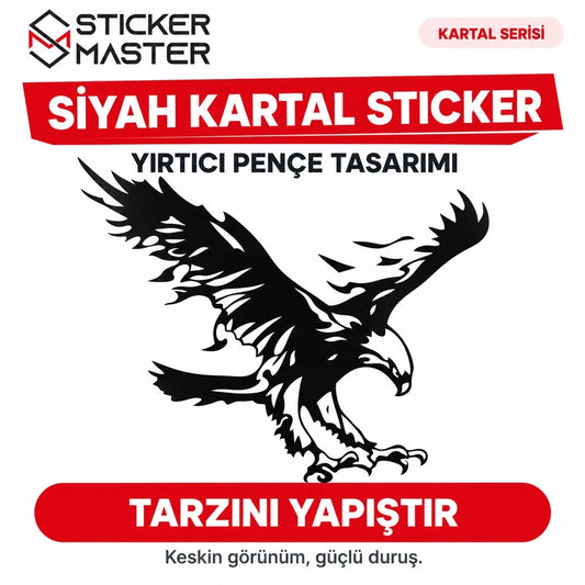 Siyah Kartal sticker kartal silüeti güçlü CTA – Sticker Master
