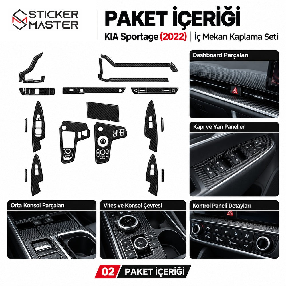 KIA Sportage 2022 sticker set içeriği