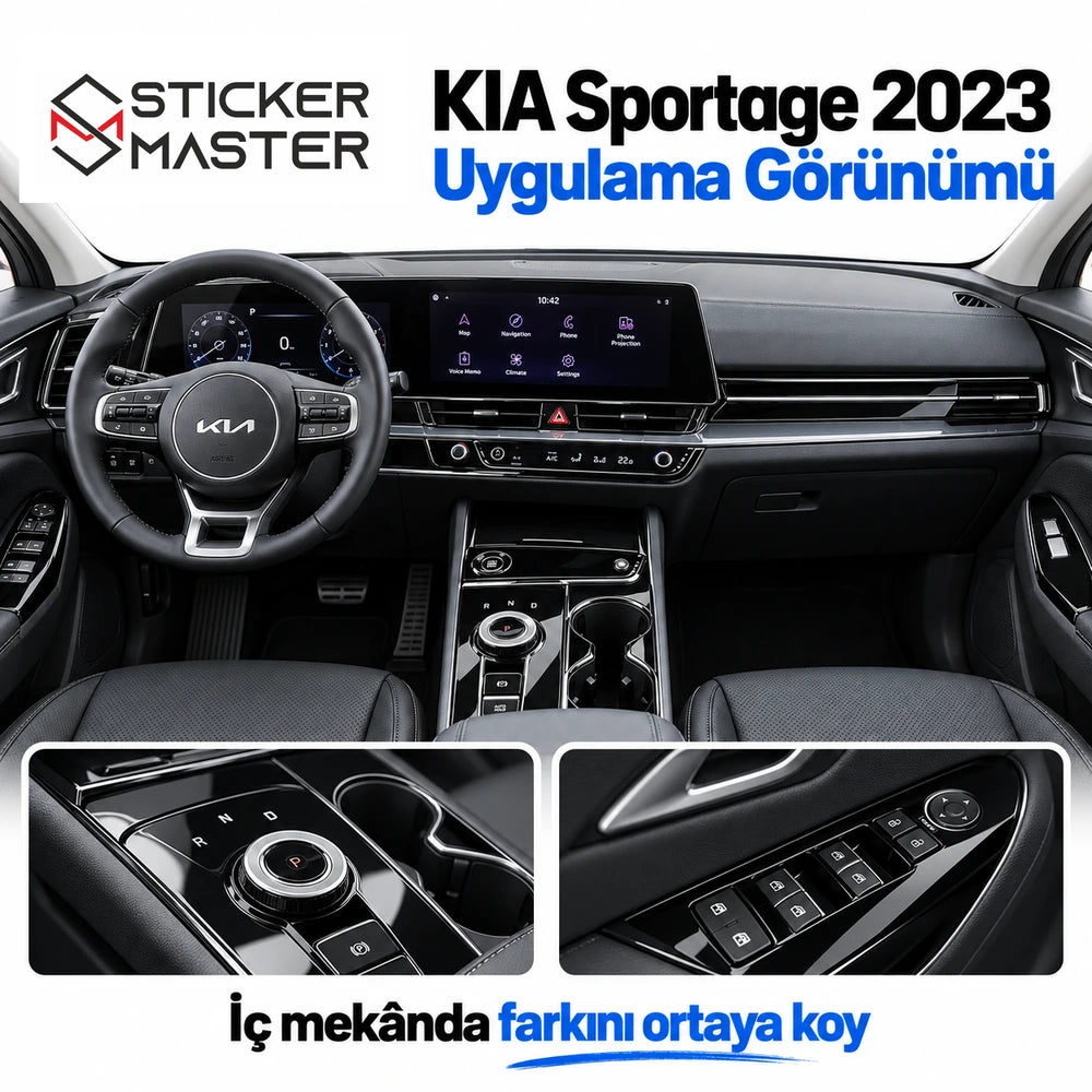KIA Sportage 2023 iç mekân kaplama setinin temsili konsol uygulaması