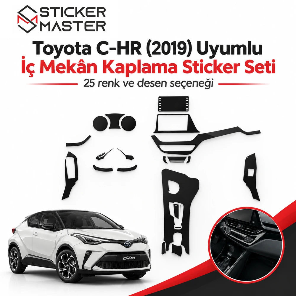 Toyota C-HR 2019 iç mekân kaplama sticker seti ana görsel