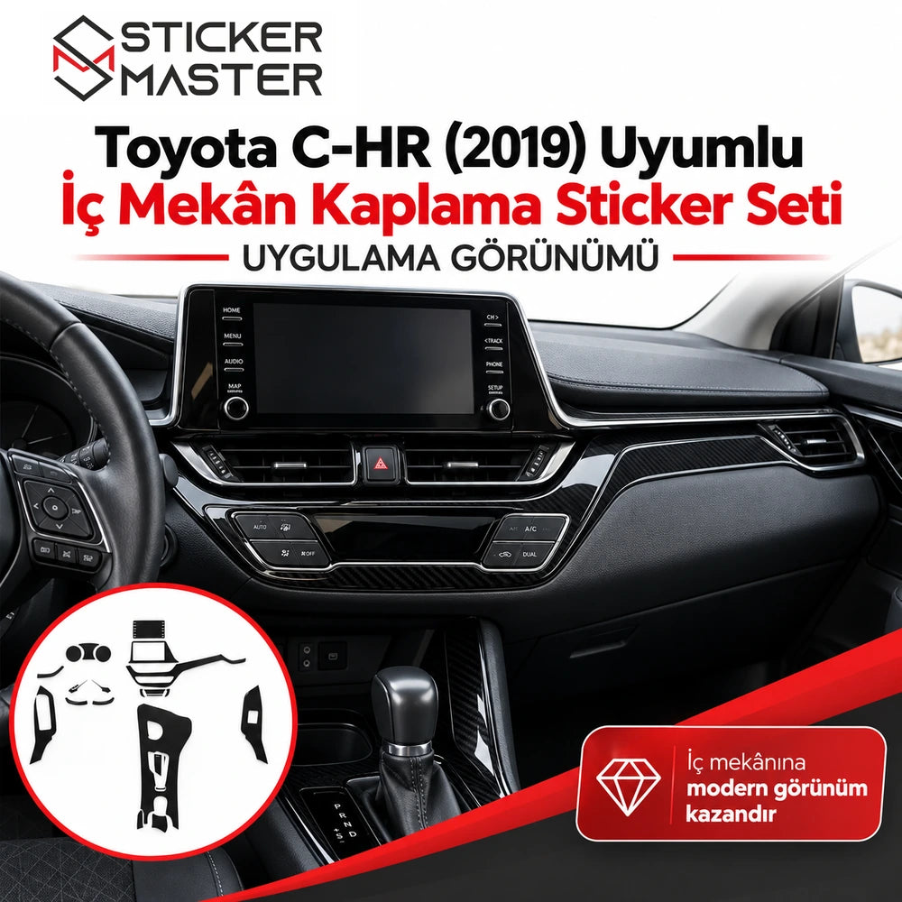 Toyota C-HR 2019 araç içi dekoratif trim kaplama uygulama örneği