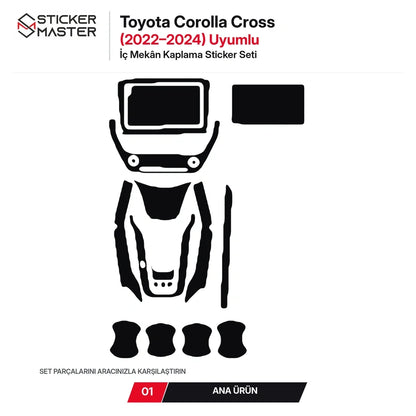 Toyota Corolla Cross 2022-2024 iç mekân sticker seti ana ürün parçaları