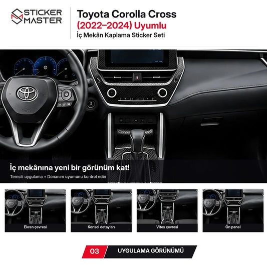 Toyota Corolla Cross 2022-2024 iç mekân kaplama temsili uygulama görünümü
