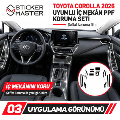 Toyota Corolla 2026 PPF iç mekân uygulama görünümü – temsili