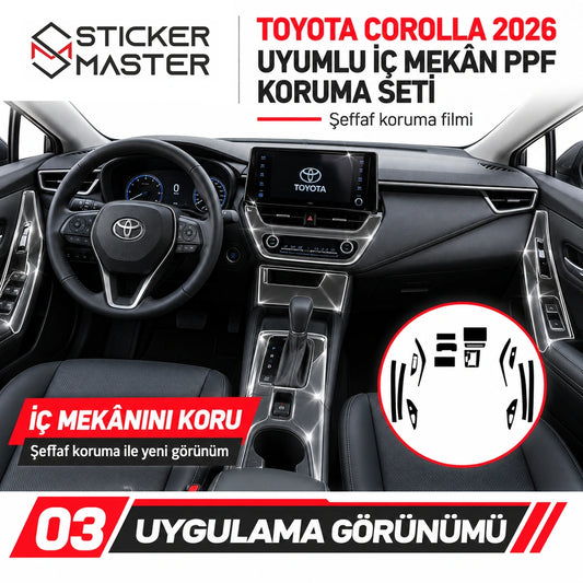 Toyota Corolla 2026 PPF iç mekân uygulama görünümü – temsili