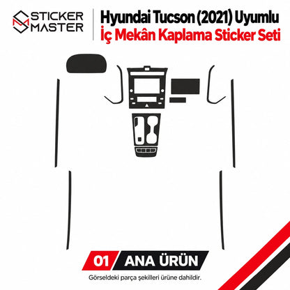 Hyundai Tucson 2021 iç mekân sticker seti – ana ürün parçaları