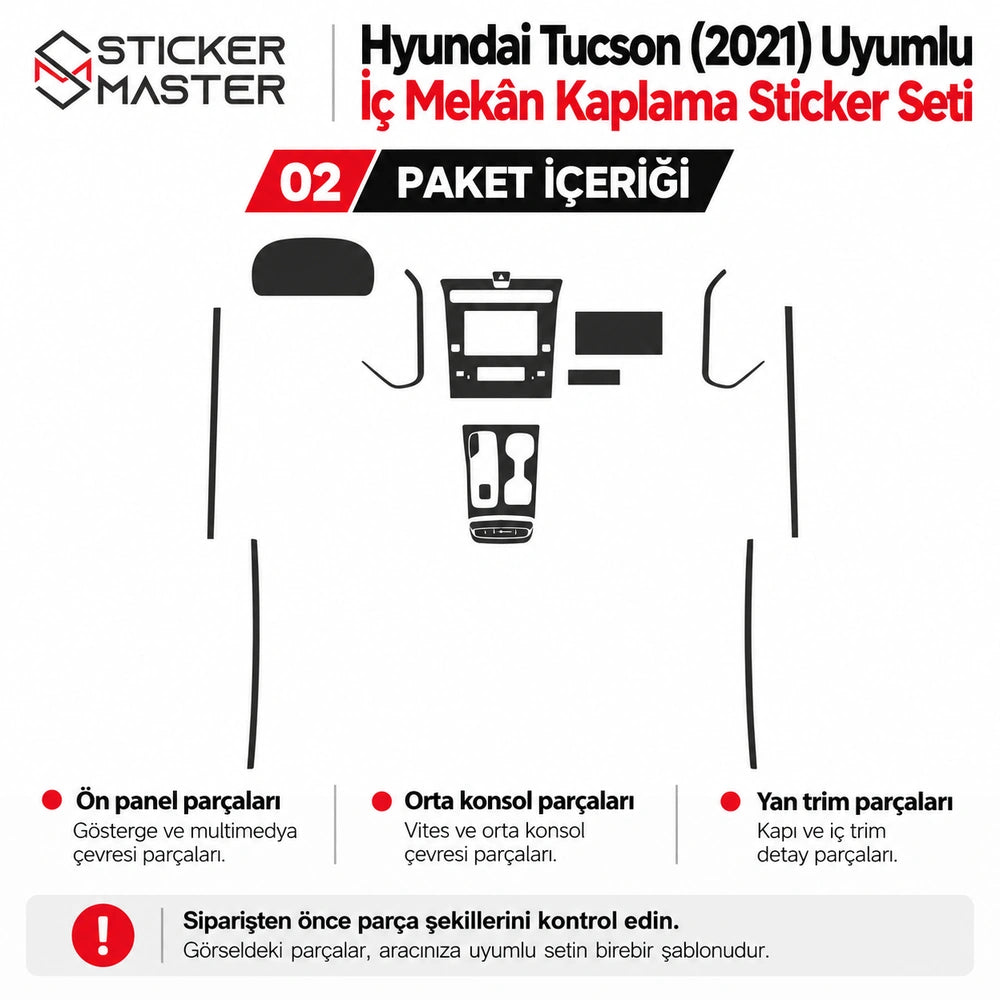 Hyundai Tucson 2021 iç mekân kaplama – paket içeriği