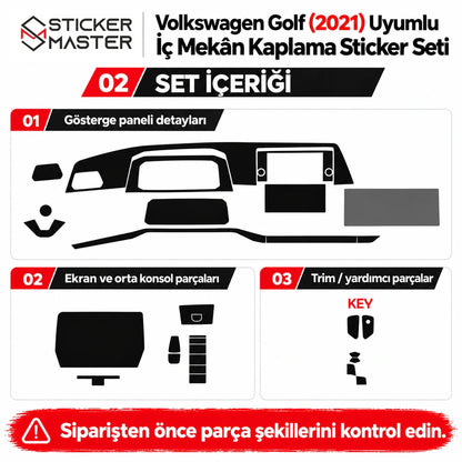 Volkswagen Golf 2021 iç mekân kaplama seti paket içeriği