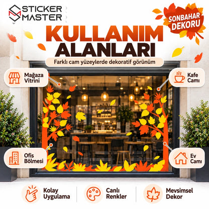 Sonbahar cam sticker kullanım alanları mağaza kafe ofis ev