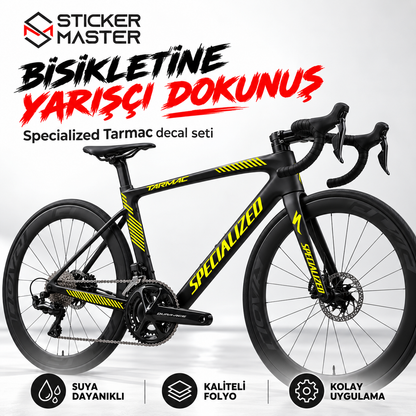 Specialized Tarmac uyumlu bisiklet sticker seti bisiklet uygulama görseli