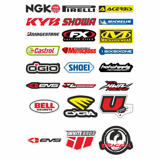 Sticker Master Sponsor Set 9 Sticker Etiket Laptop Stiker Etiket Çıkarma 27 Parça Oto Motor Araba Bisiklet